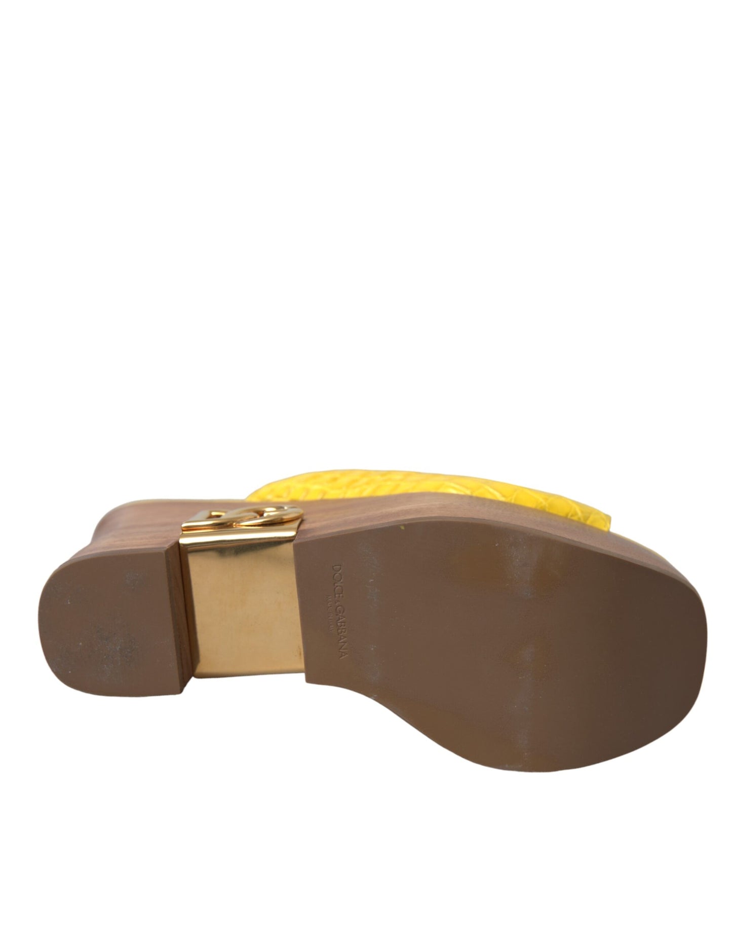 Chaussures à semelle compensée Dolce & Gabbana en cuir jaune et bois