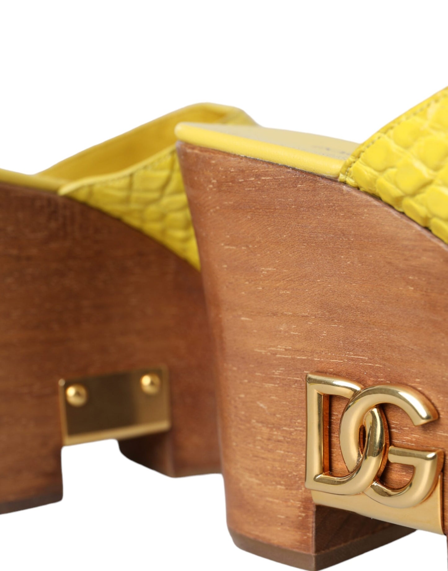 Chaussures à semelle compensée Dolce & Gabbana en cuir jaune et bois