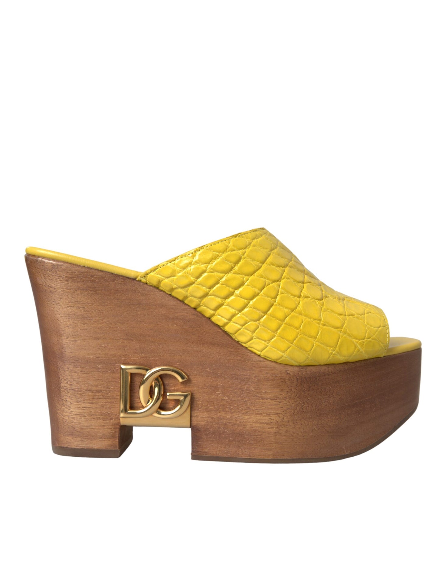 Chaussures à semelle compensée Dolce & Gabbana en cuir jaune et bois