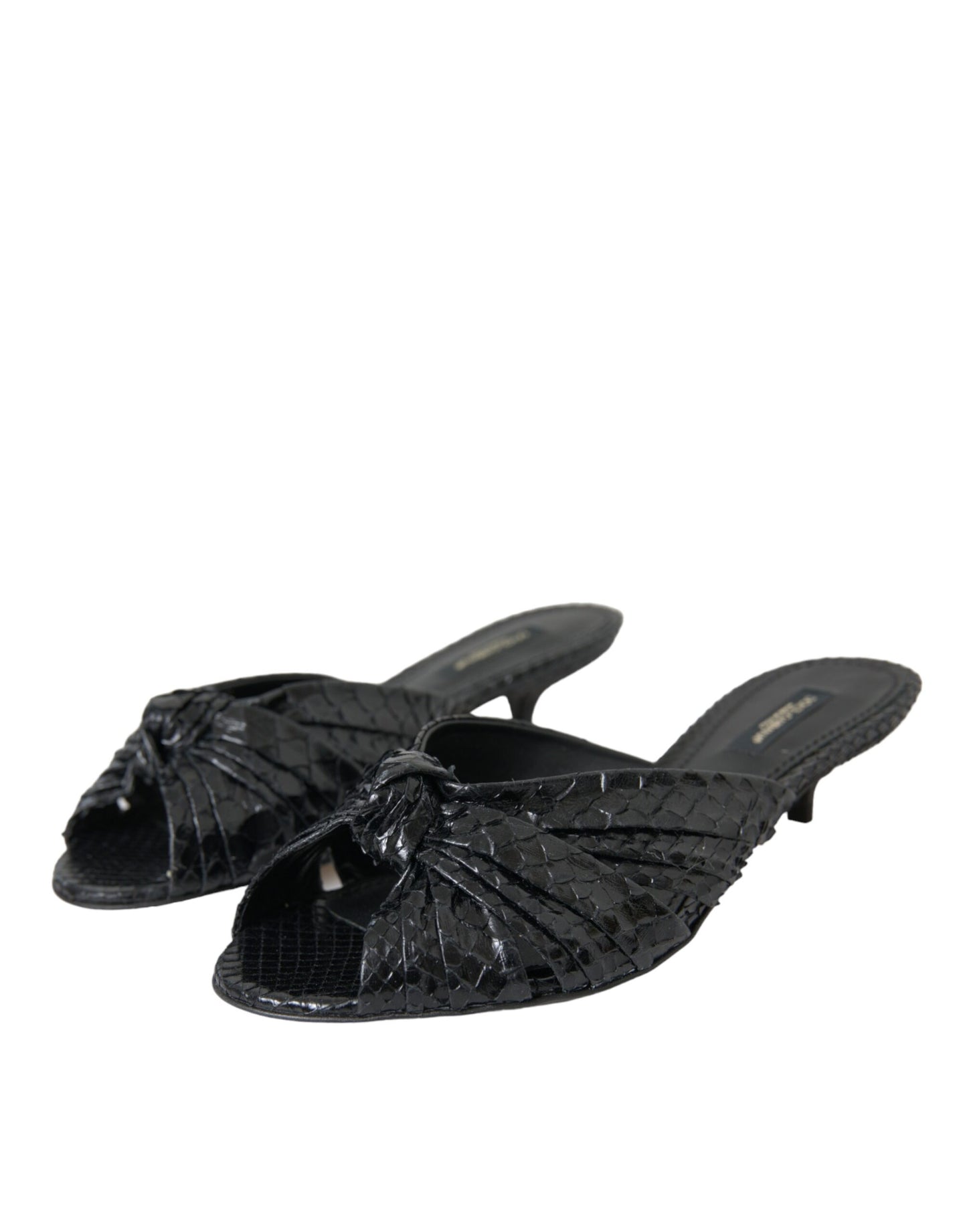 Chaussures à talons en cuir exotique noir Dolce & Gabbana