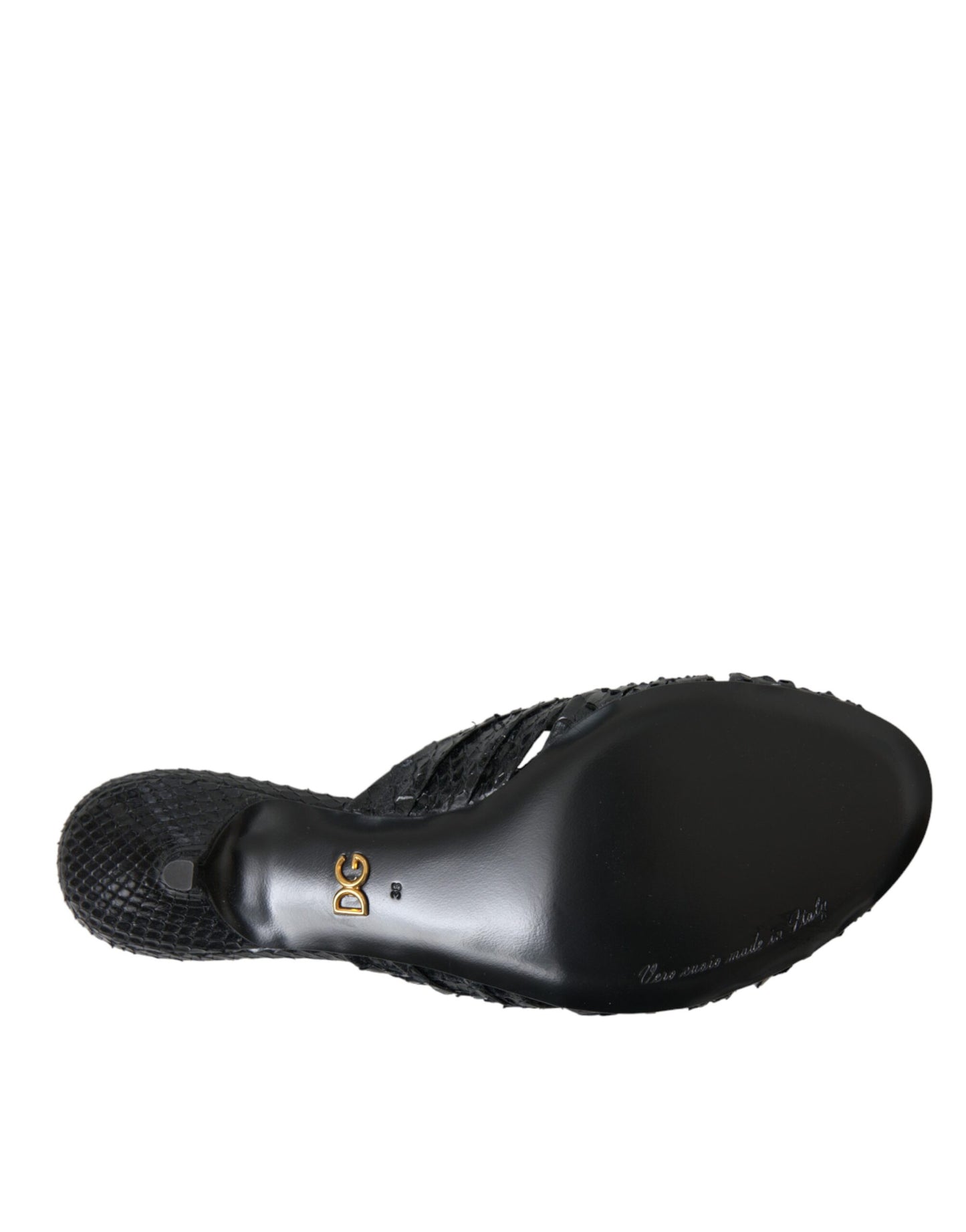 Chaussures à talons en cuir exotique noir Dolce & Gabbana
