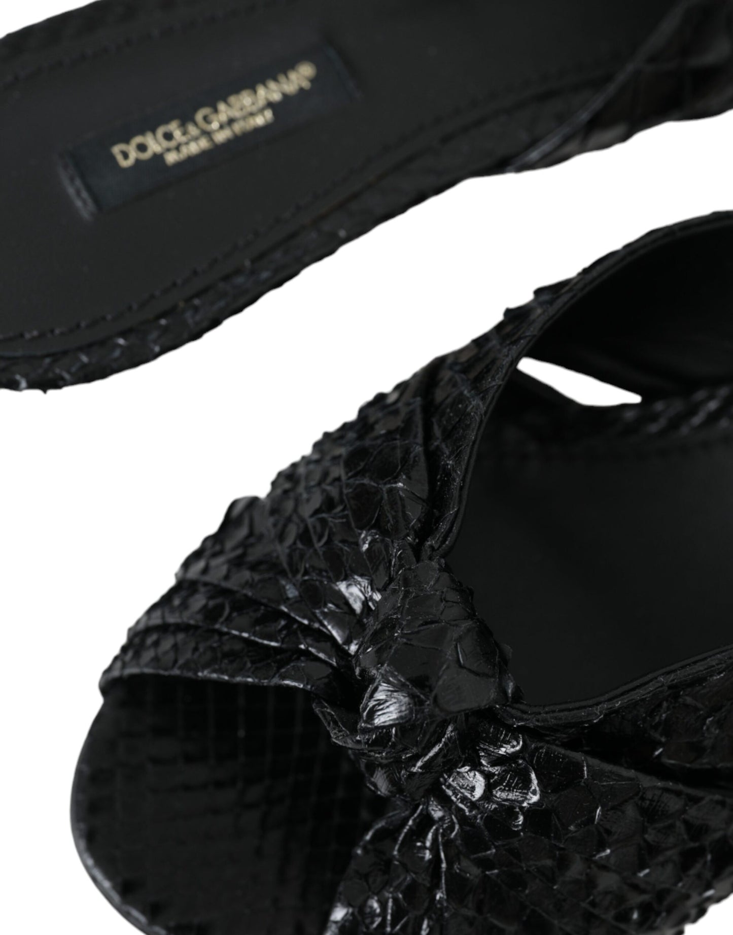 Chaussures à talons en cuir exotique noir Dolce & Gabbana