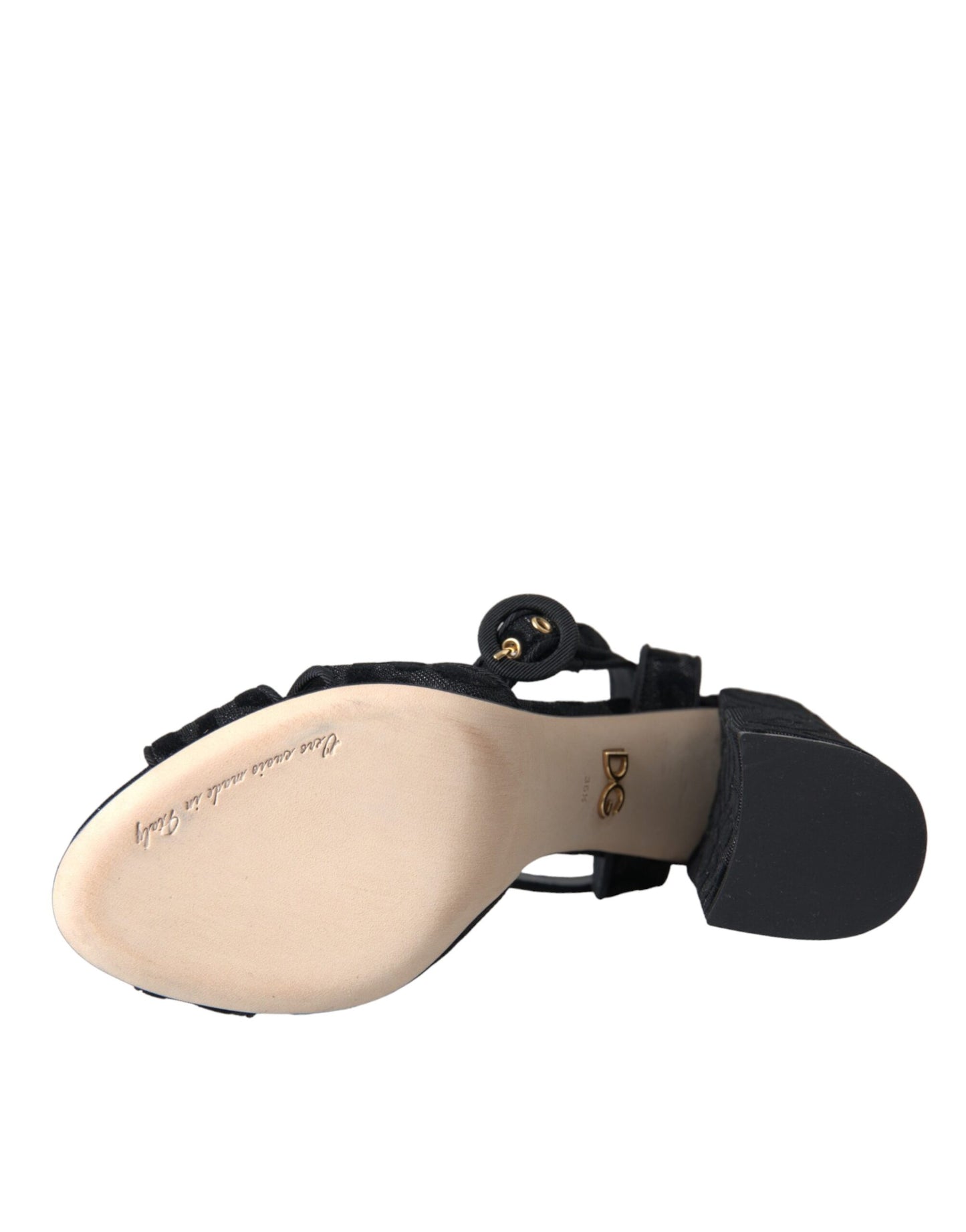 Sandales à talons en daim léopard noir Dolce & Gabbana
