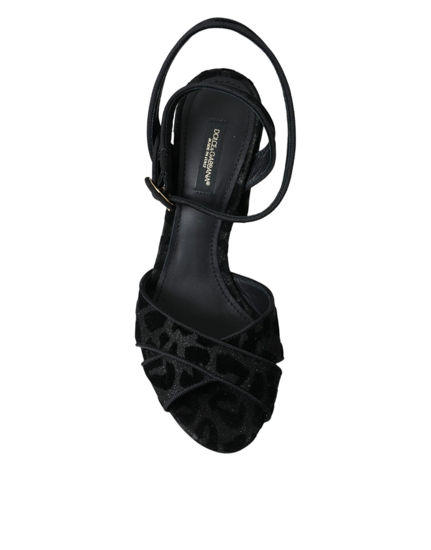 Sandales à talons en daim léopard noir Dolce & Gabbana