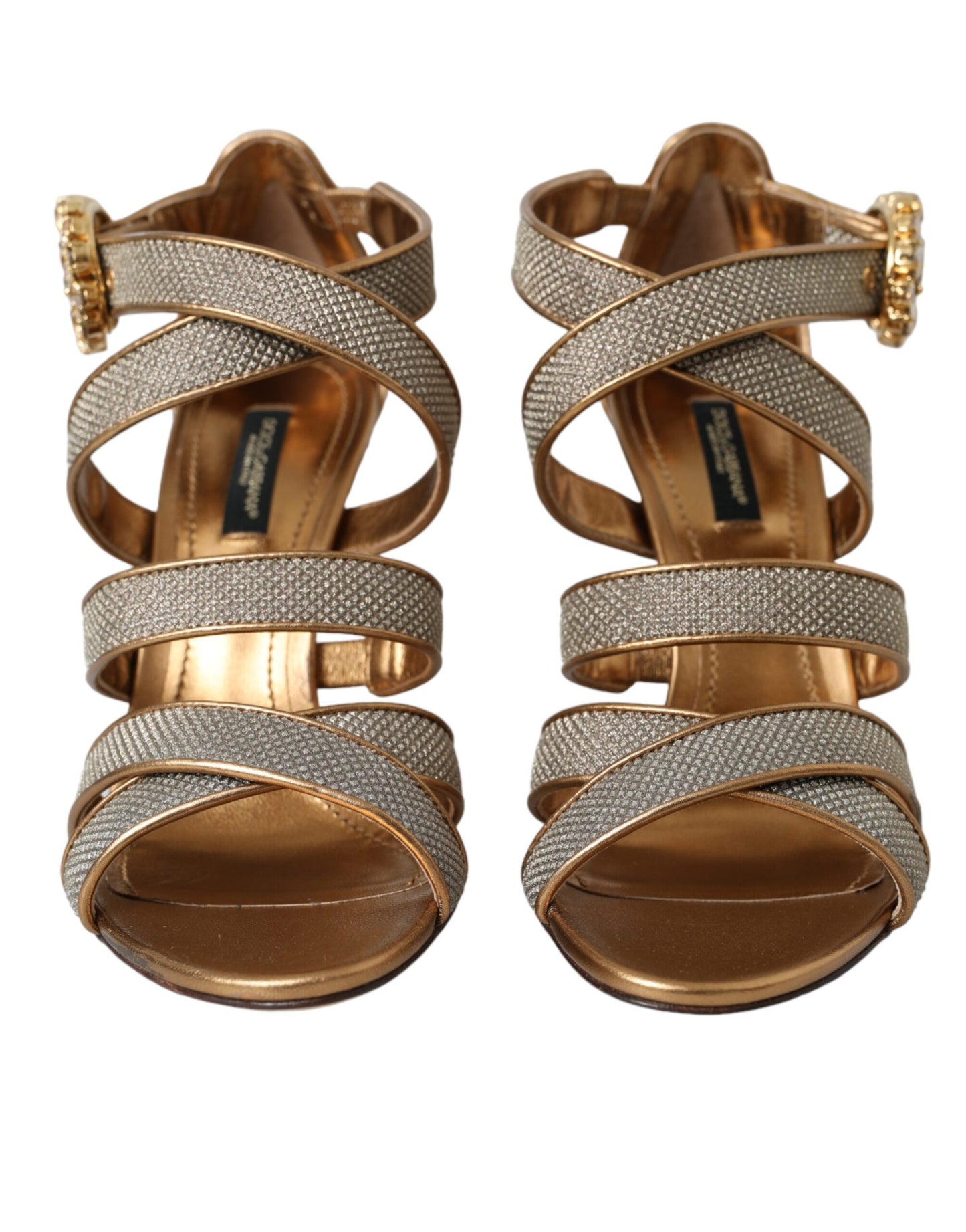 Sandales à talons et brides en cristal bronze Dolce & Gabbana