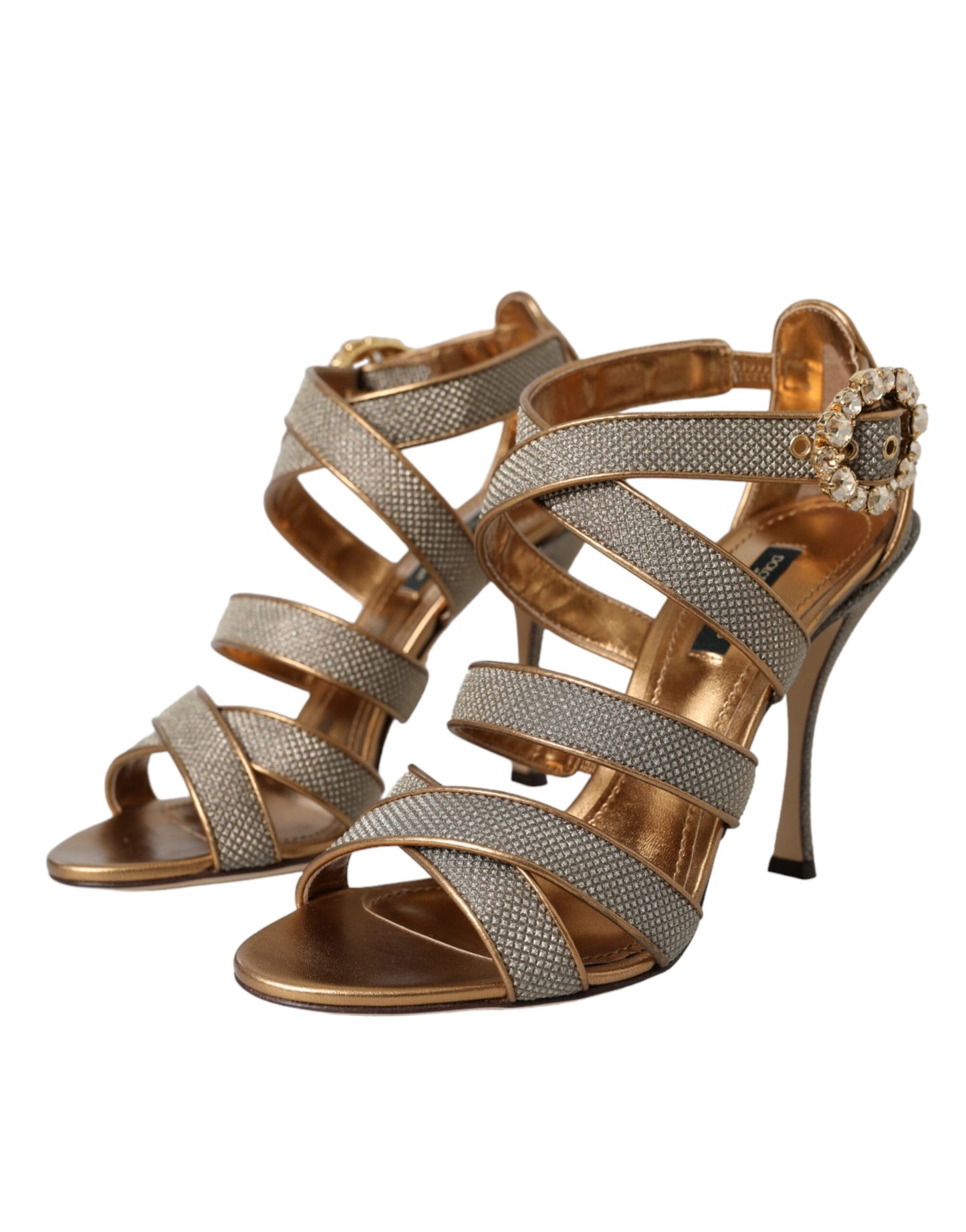 Sandales à talons et brides en cristal bronze Dolce & Gabbana