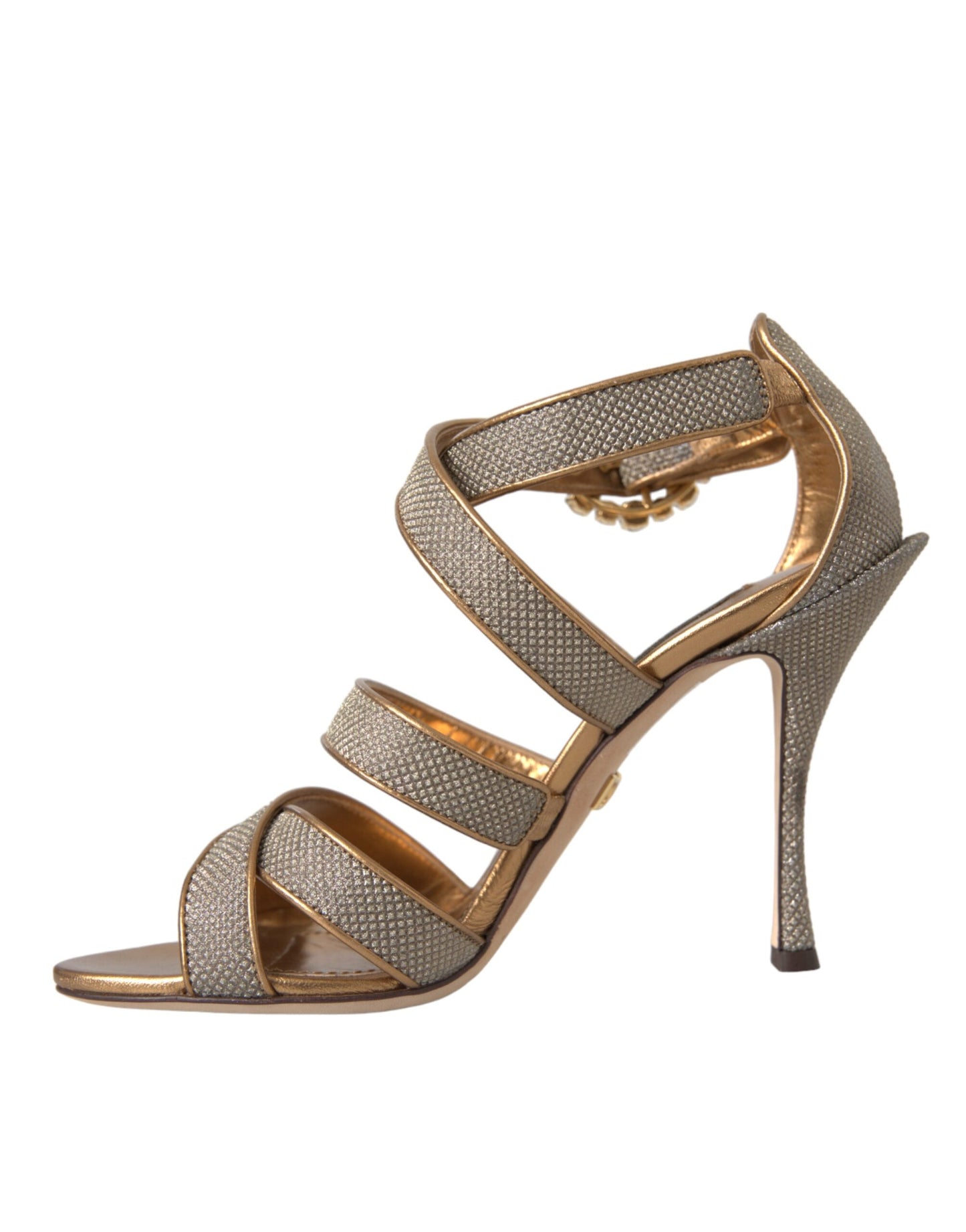 Sandales à talons et brides en cristal bronze Dolce & Gabbana