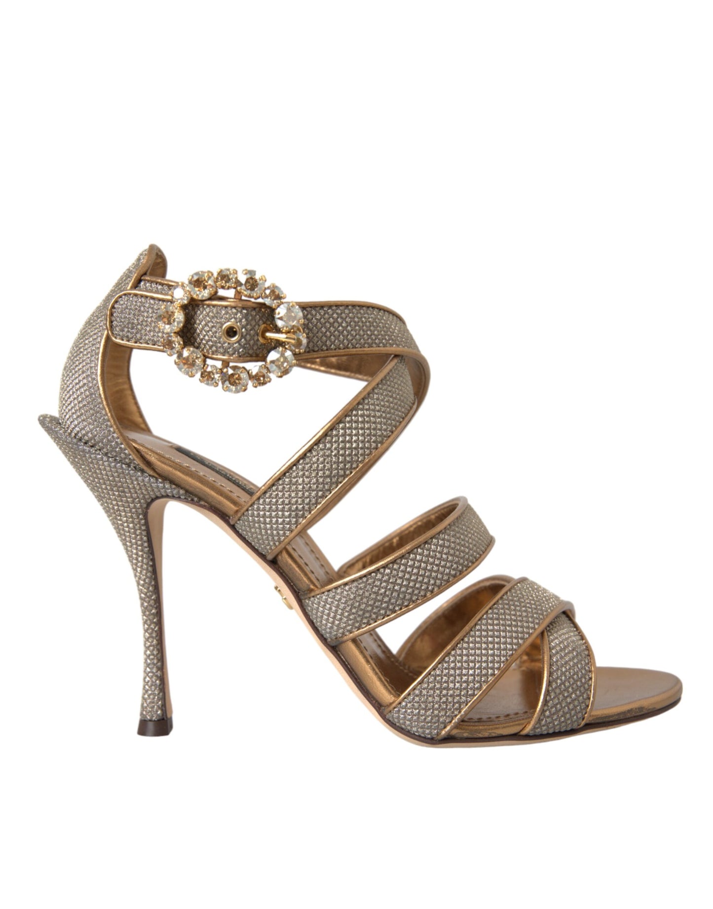 Sandales à talons et brides en cristal bronze Dolce & Gabbana