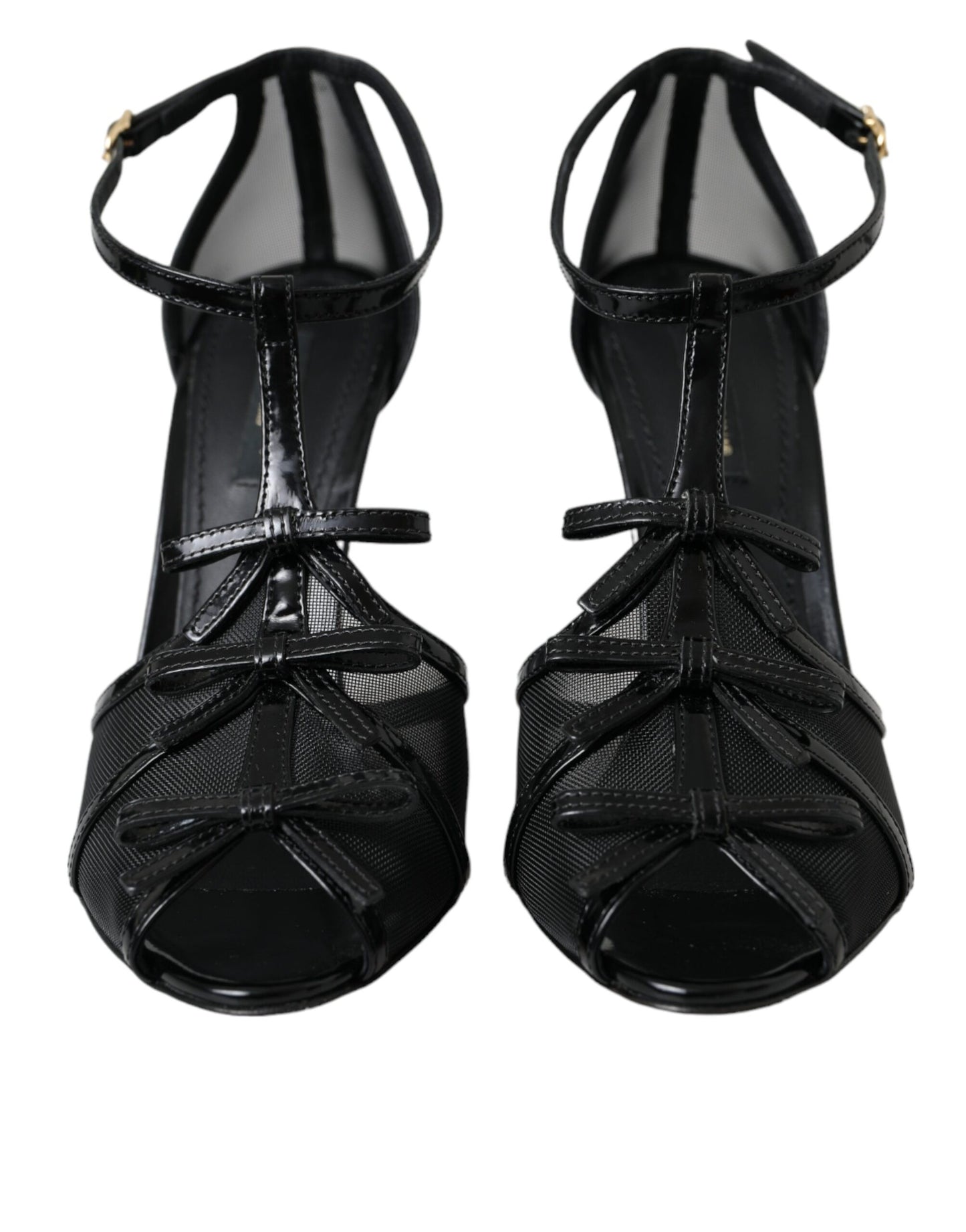 Sandales à talons et brides en T en maille noire Dolce & Gabbana
