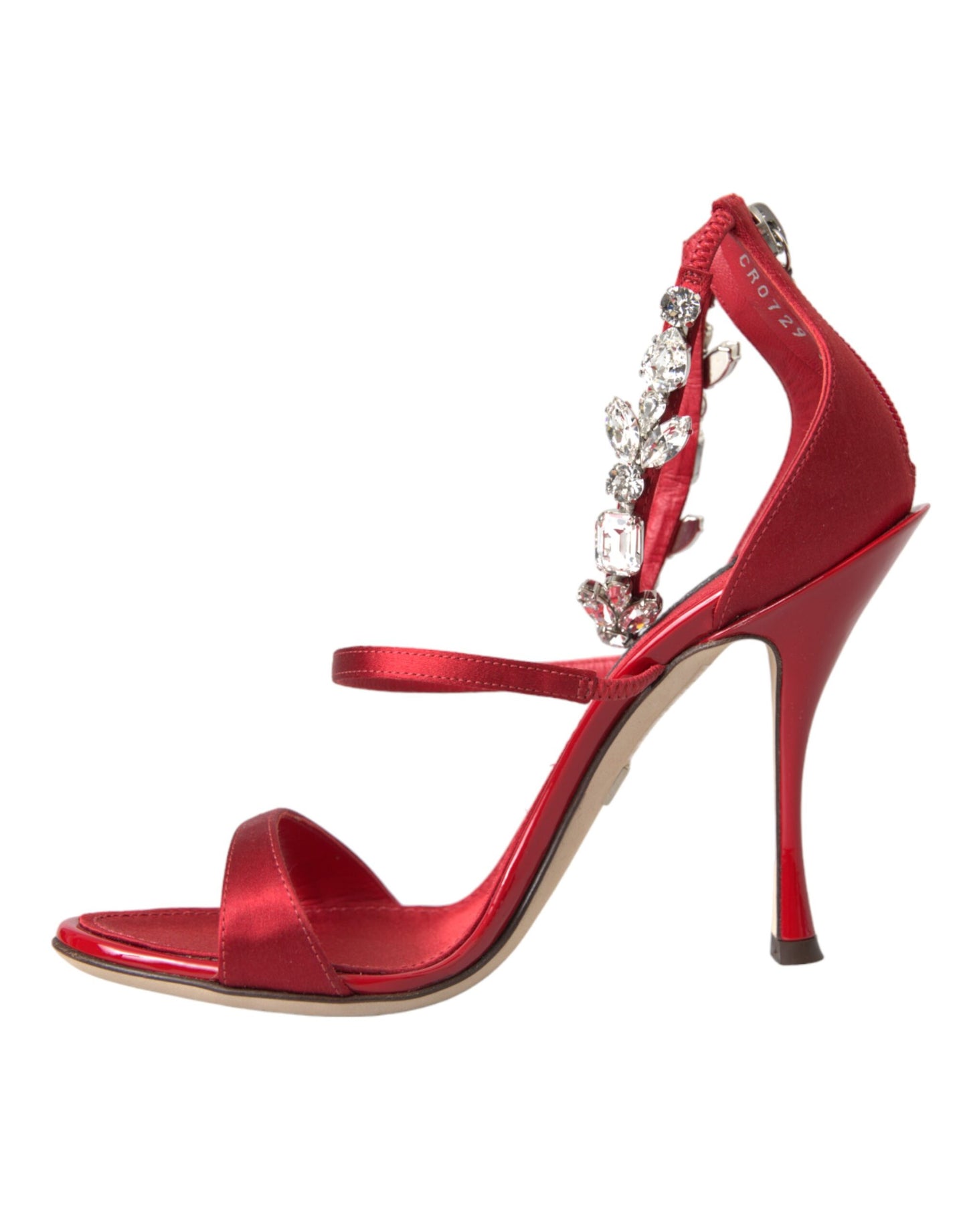 Sandales à talons Dolce & Gabbana Keira en satin rouge et cristaux