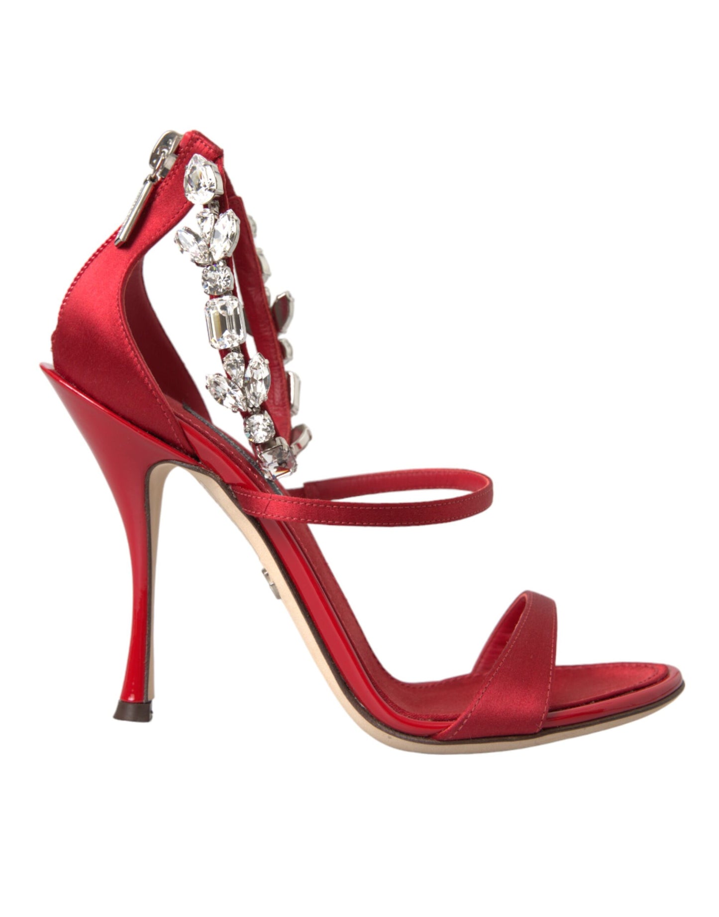 Sandales à talons Dolce & Gabbana Keira en satin rouge et cristaux