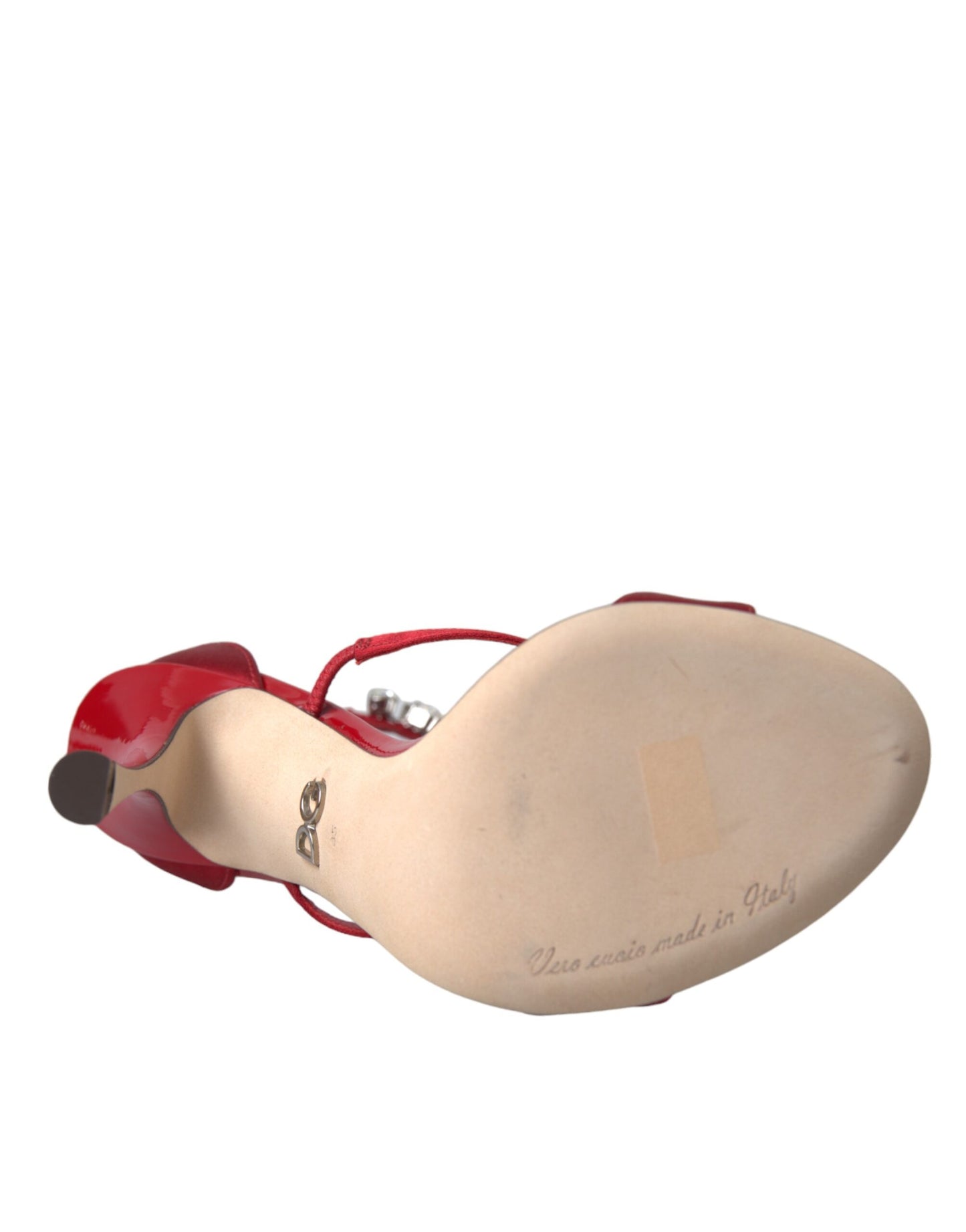 Sandales à talons Dolce & Gabbana Keira en satin rouge et cristaux
