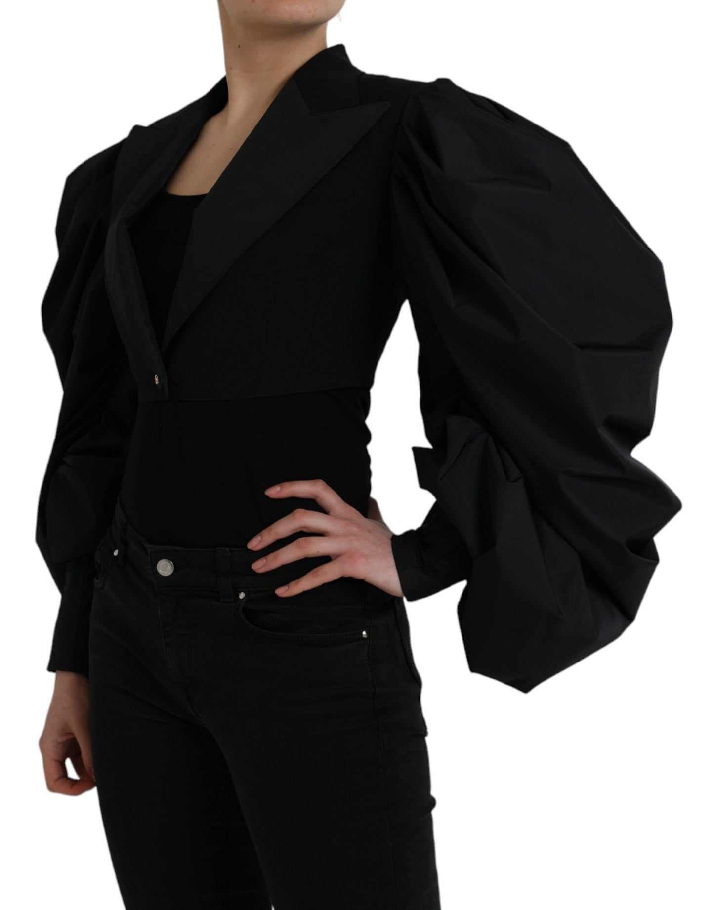 Veste courte à manches bouffantes en polyester noir Dolce & Gabbana