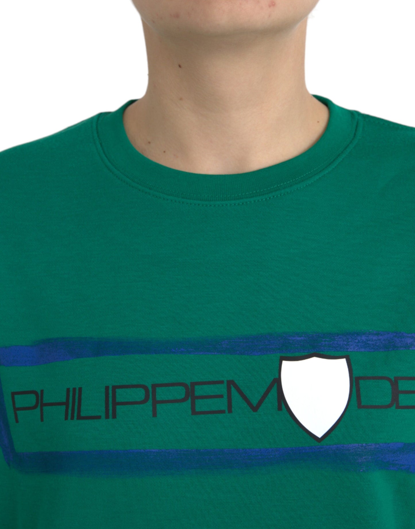 Philippe Model Green Cotton Logo Print Long Sleeves Pullover Sweater by Philippe Model