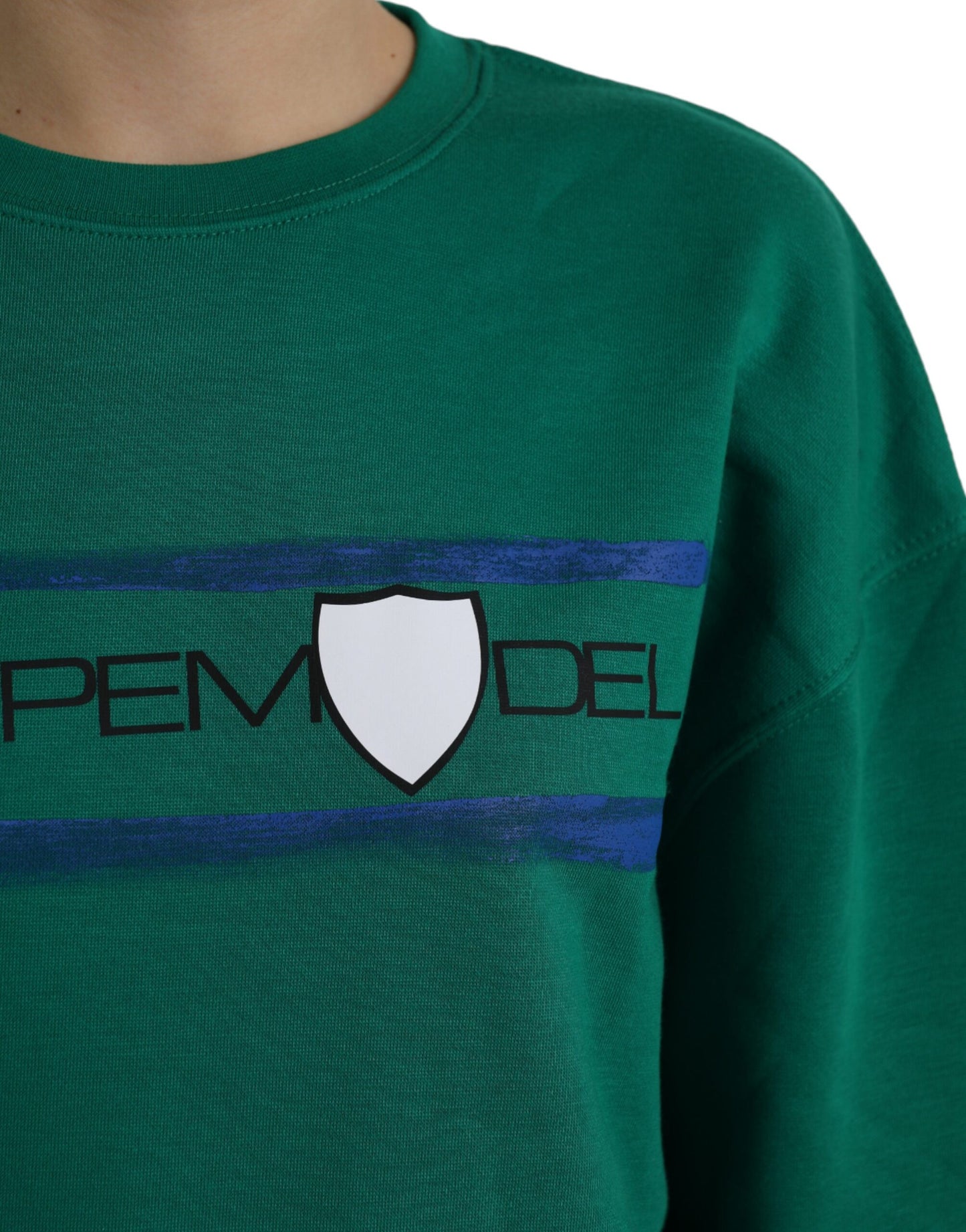 Philippe Model Green Cotton Logo Print Long Sleeves Pullover Sweater by Philippe Model