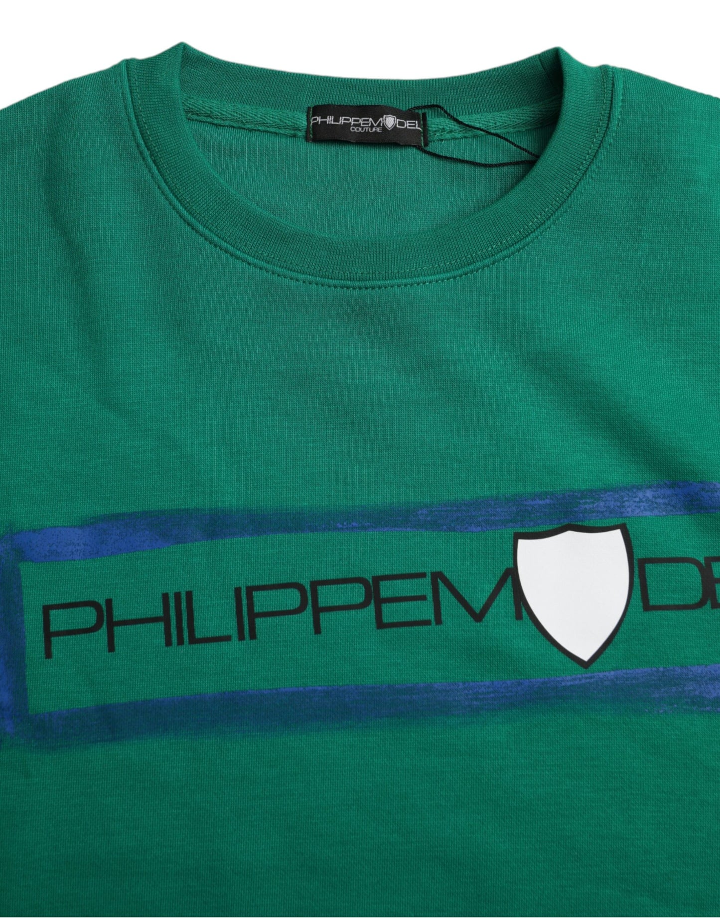 Philippe Model Green Cotton Logo Print Long Sleeves Pullover Sweater by Philippe Model