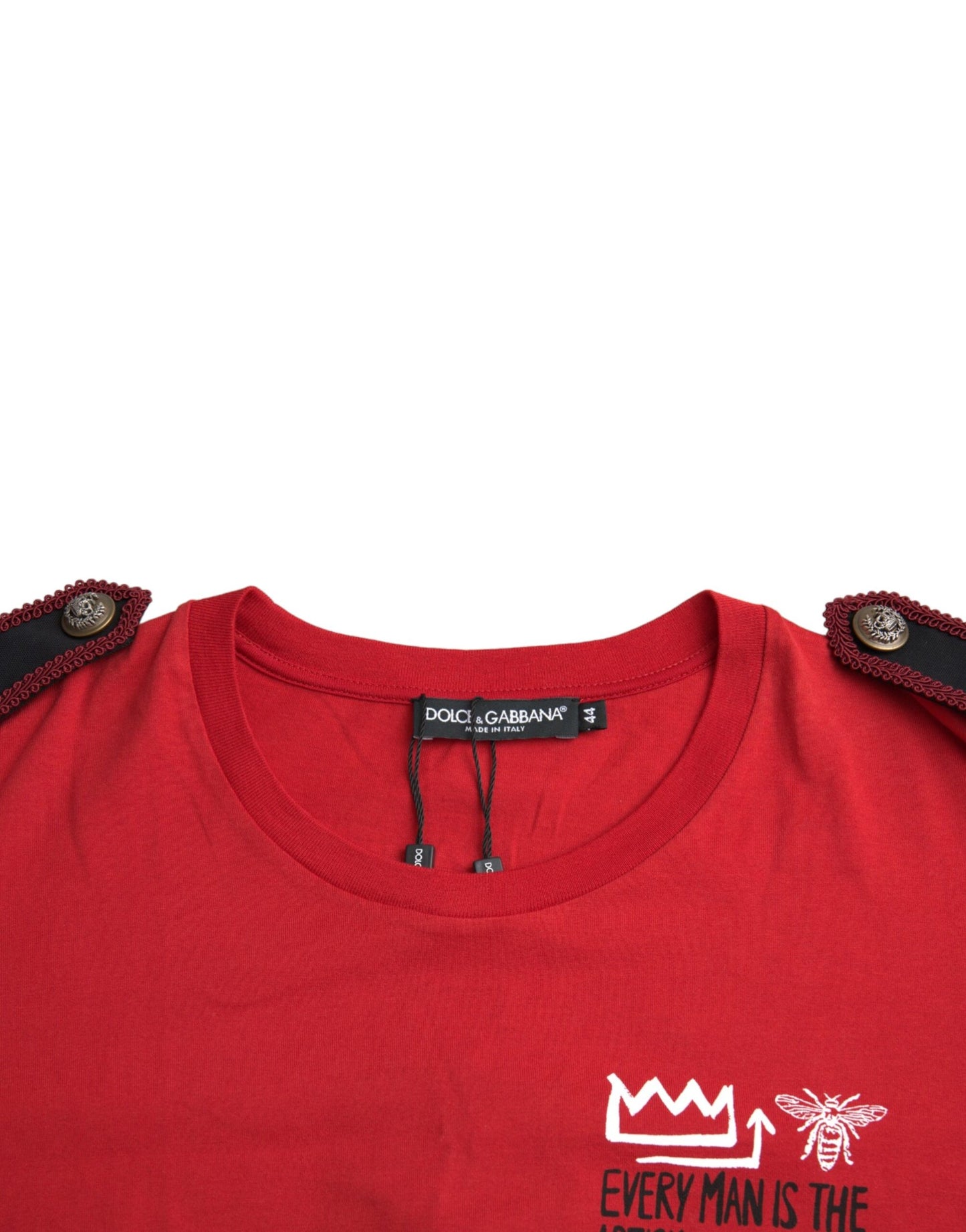 Dolce & Gabbana Red Cotton Graphic Print Crew Neck T-shirt by Dolce & Gabbana