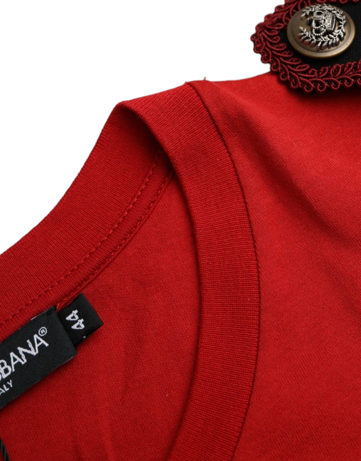 Dolce & Gabbana Red Cotton Graphic Print Crew Neck T-shirt by Dolce & Gabbana