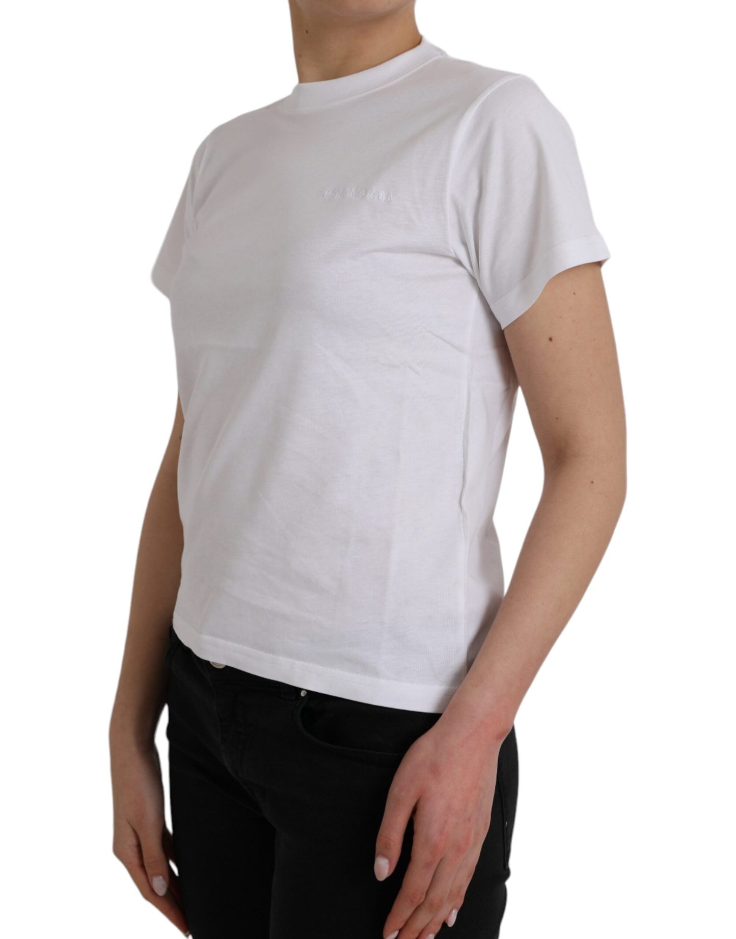 T-shirt Balenciaga blanc en coton à col ras du cou et manches courtes