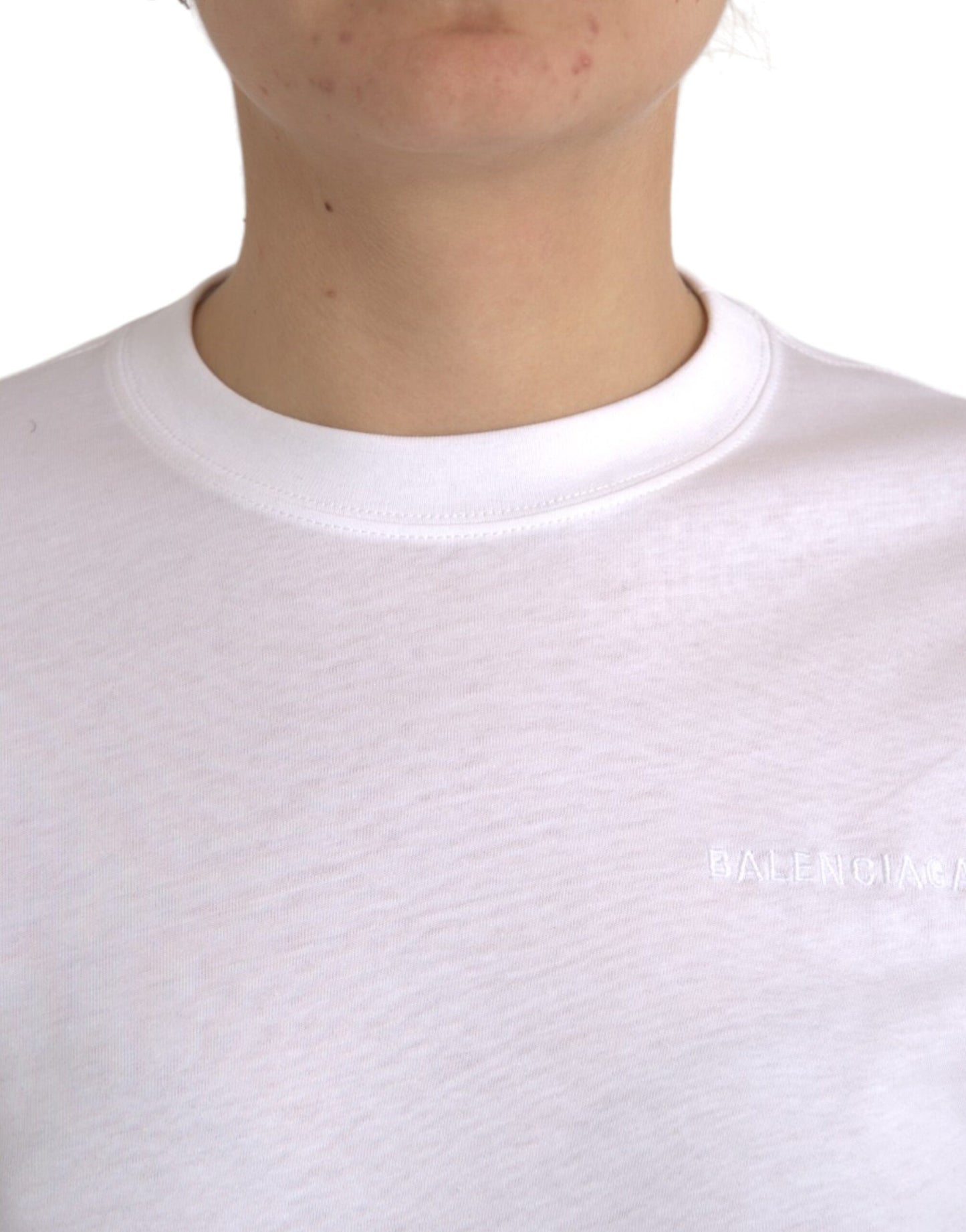 T-shirt Balenciaga blanc en coton à col ras du cou et manches courtes