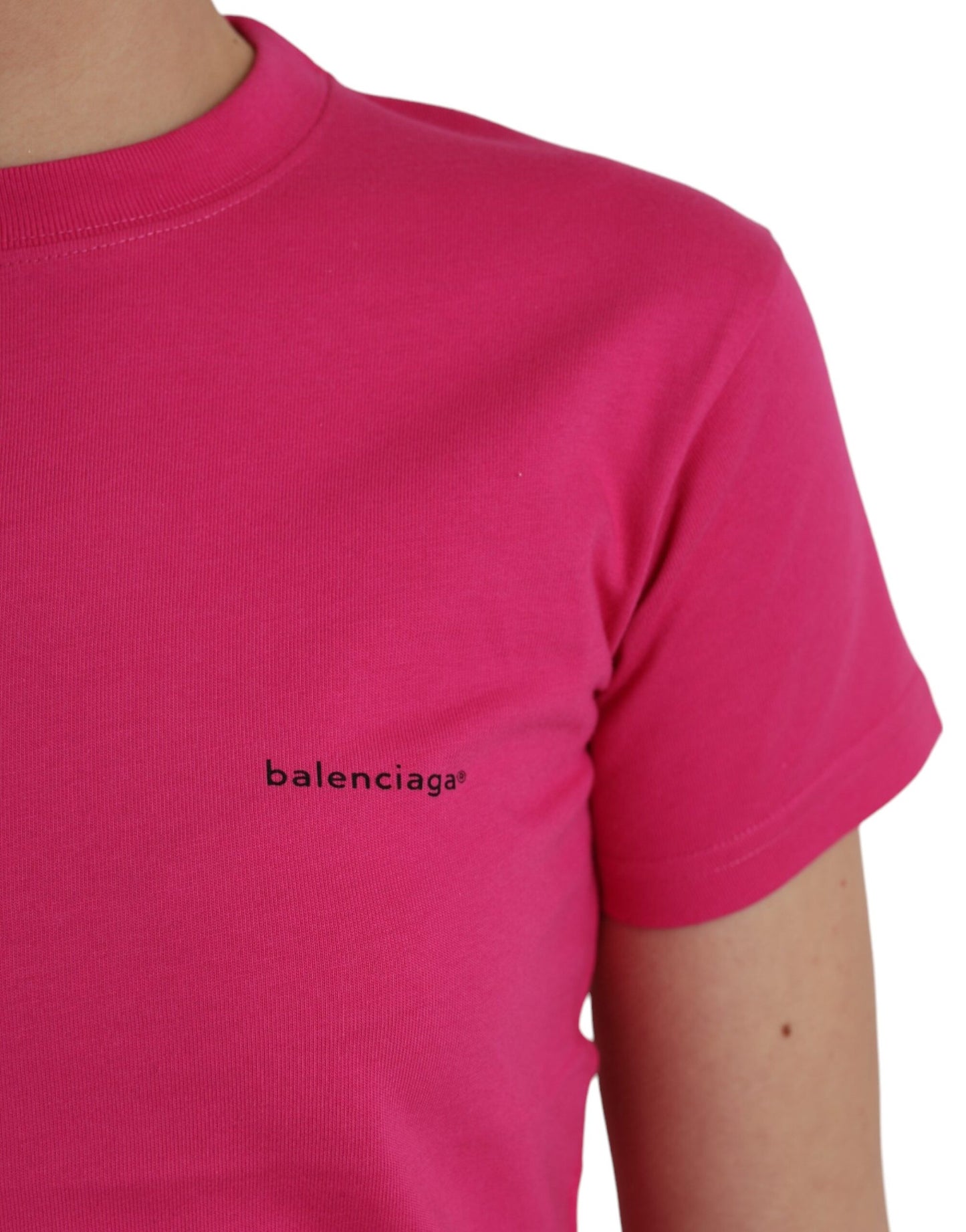 T-shirt Balenciaga en coton rose à col ras du cou et manches courtes