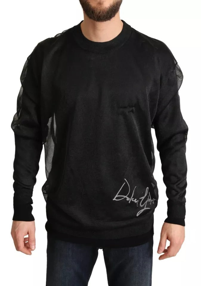 Dolce & Gabbana Black Logo Crewneck Long Sleeve Pullover Sweater by Dolce & Gabbana
