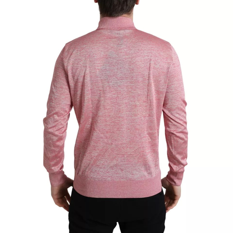 Dolce & Gabbana Pink Polyester Collared Men Pullover Sweater by Dolce & Gabbana