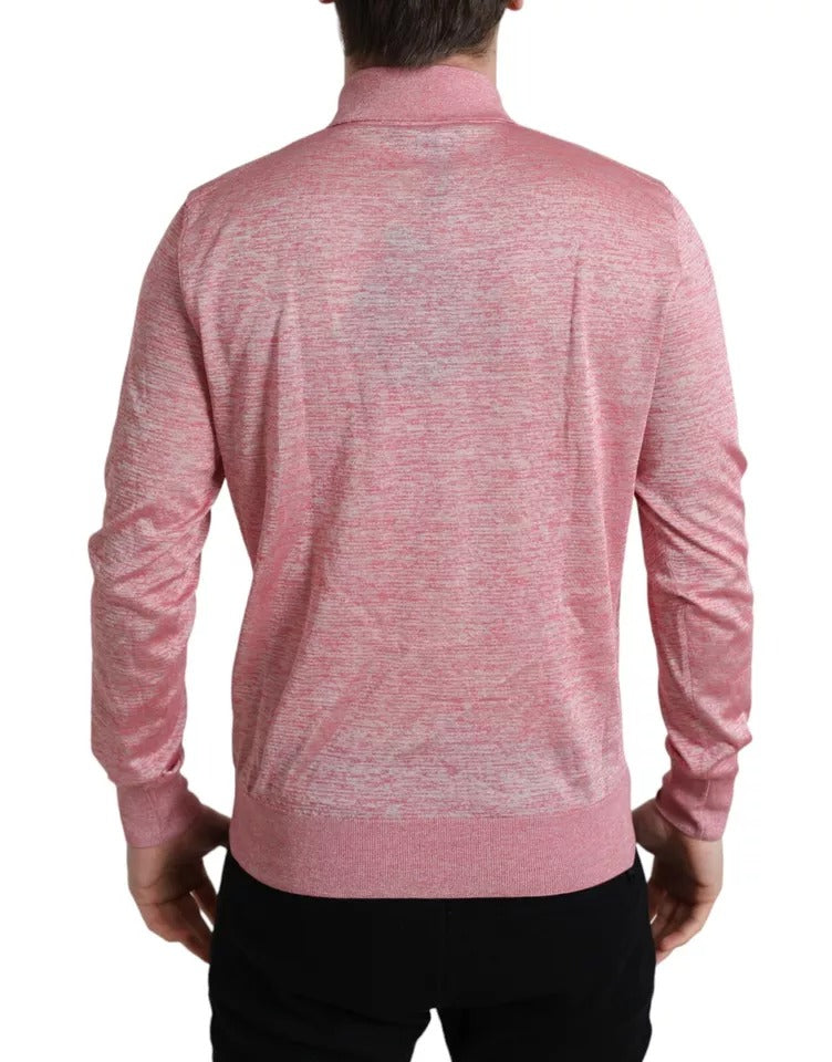 Dolce & Gabbana Pink Polyester Collared Men Pullover Sweater by Dolce & Gabbana