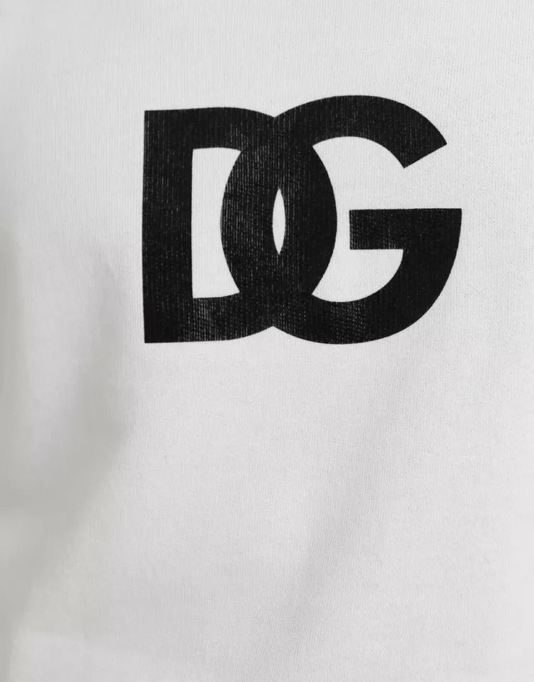 Dolce & Gabbana White Logo Cotton Crew Neck Pullover Sweater by Dolce & Gabbana