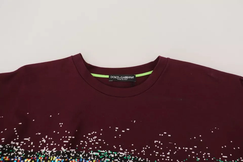Dolce & Gabbana Bordeaux D&G Print Round Neck Cotton T-shirt by Dolce & Gabbana