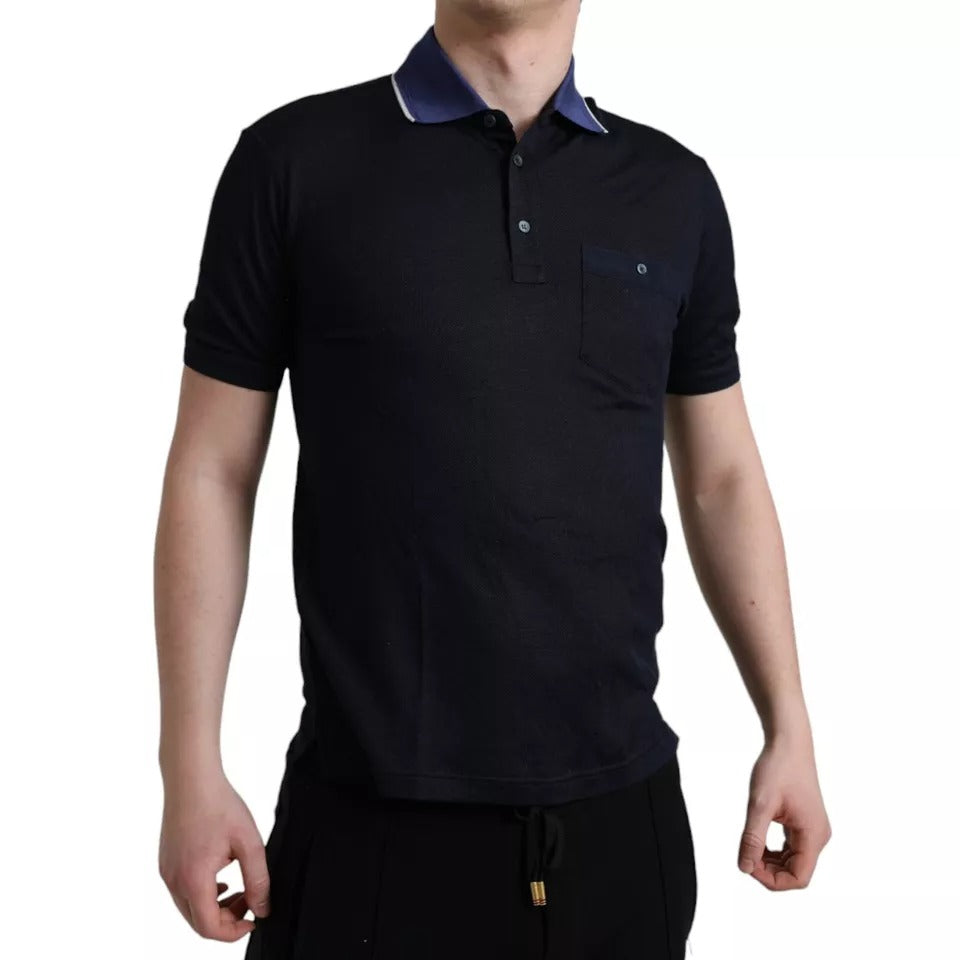 Dolce & Gabbana Navy Blue Collared Short Sleeve Polo T-shirt by Dolce & Gabbana