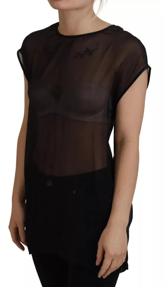 Dolce & Gabbana Black Mesh Transparent Blouse Pullover Top by Dolce & Gabbana