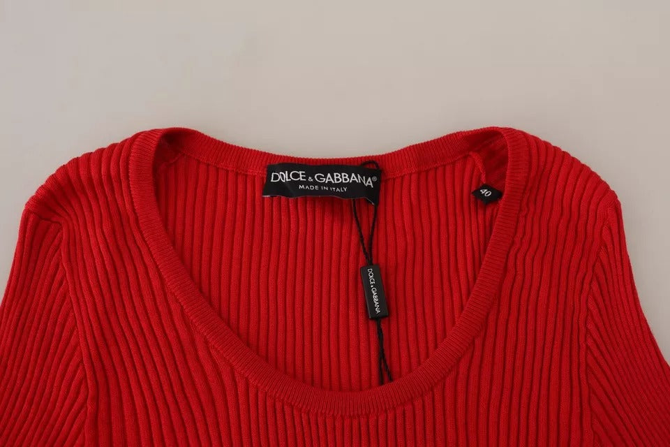 Dolce & Gabbana Red Silk T-shirt Short Sleeve Top Blouse by Dolce & Gabbana