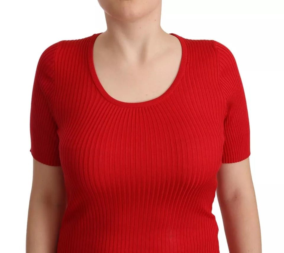 Dolce & Gabbana Red Silk T-shirt Short Sleeve Top Blouse by Dolce & Gabbana