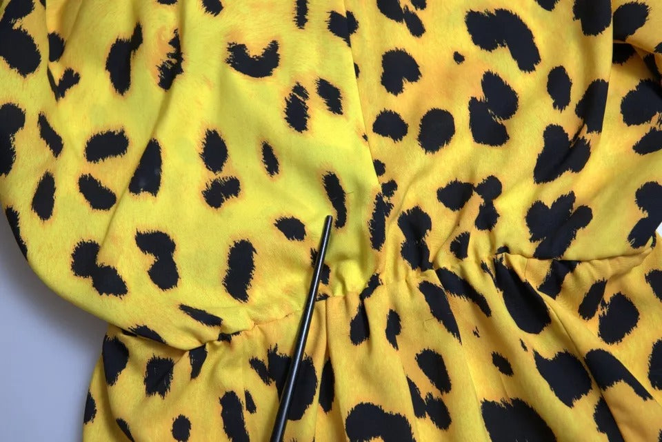 Dolce & Gabbana Yellow Leopard Print Long Sleeves Top Blouse by Dolce & Gabbana