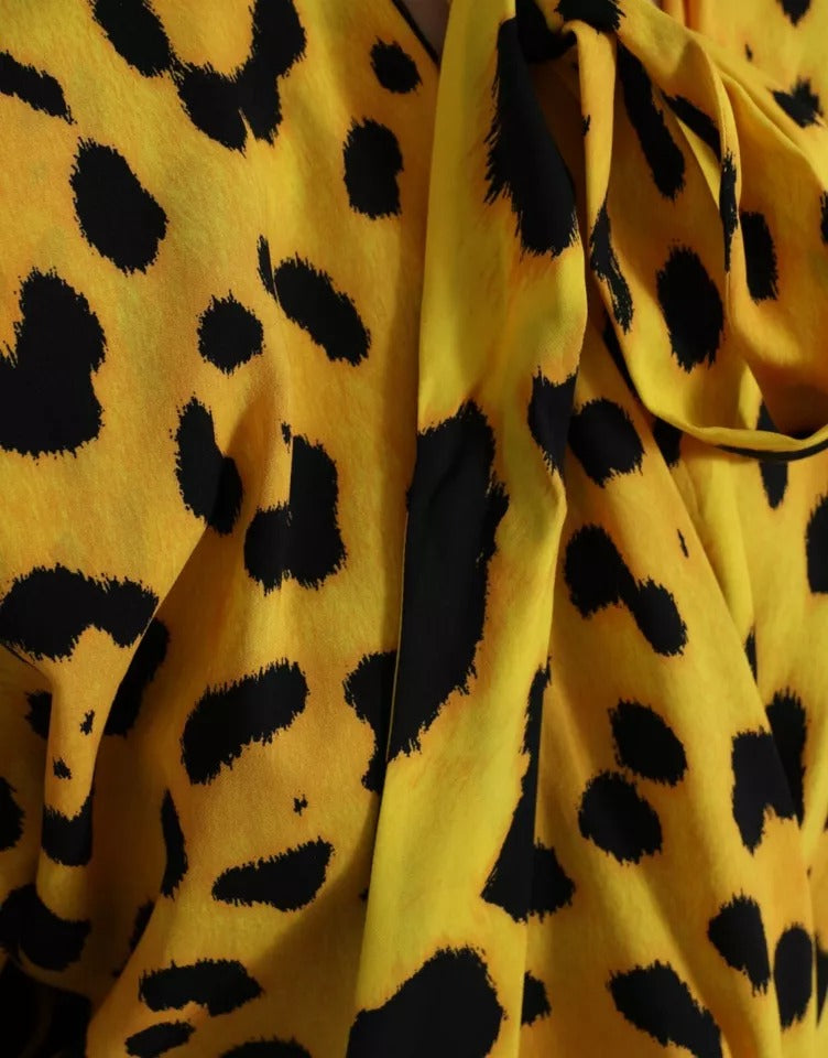 Dolce & Gabbana Yellow Leopard Print Long Sleeves Top Blouse by Dolce & Gabbana