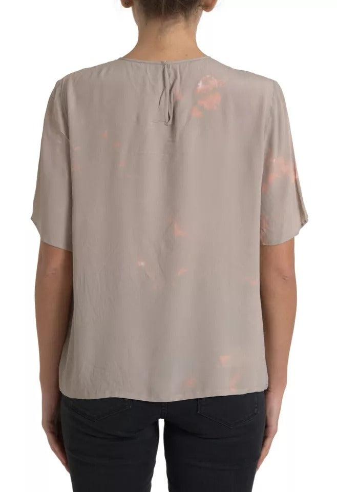 Dolce & Gabbana Brown Round Neck Short Sleeve Blouse Top by Dolce & Gabbana