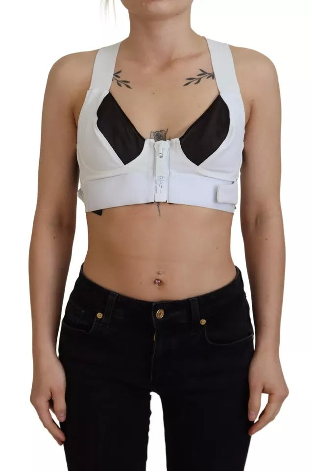 Dolce & Gabbana White Viscose Sleeveless Cropped Bustier Top by Dolce & Gabbana