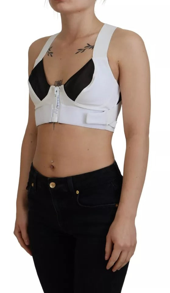 Dolce & Gabbana White Viscose Sleeveless Cropped Bustier Top by Dolce & Gabbana