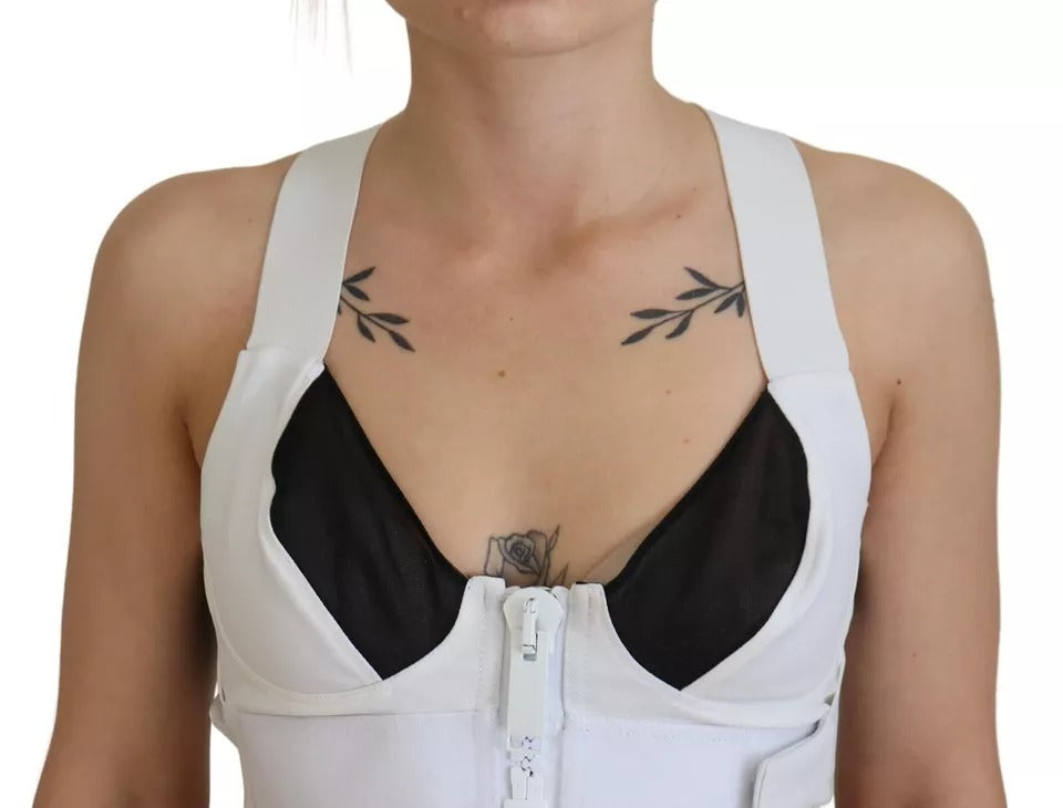 Dolce & Gabbana White Viscose Sleeveless Cropped Bustier Top by Dolce & Gabbana