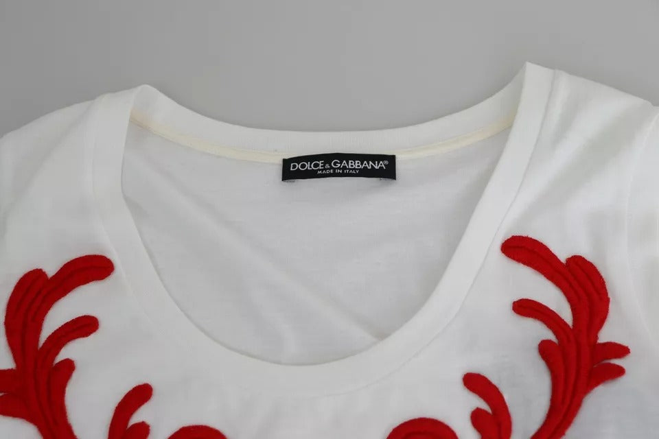 Dolce & Gabbana White Cotton Heart Applique Sleeveless Tank Top by Dolce & Gabbana