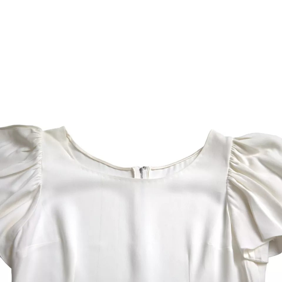 Dolce & Gabbana White Viscose Round Neck Short Sleeves Top by Dolce & Gabbana