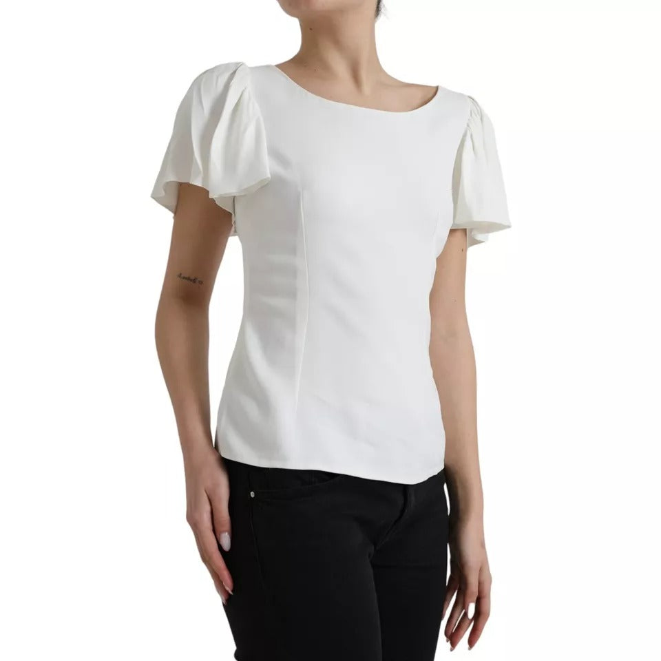 Dolce & Gabbana White Viscose Round Neck Short Sleeves Top by Dolce & Gabbana