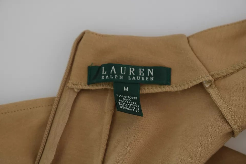 Ralph Lauren Brown V-neck Shift Knee Length Viscose Dress by Ralph Lauren