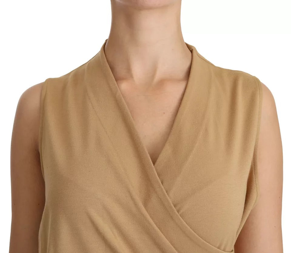Ralph Lauren Brown V-neck Shift Knee Length Viscose Dress by Ralph Lauren