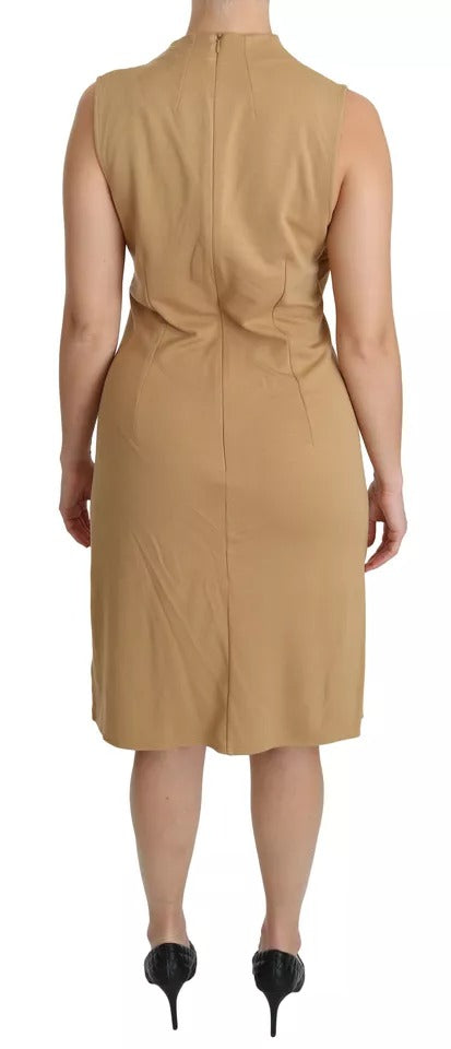 Ralph Lauren Brown V-neck Shift Knee Length Viscose Dress by Ralph Lauren