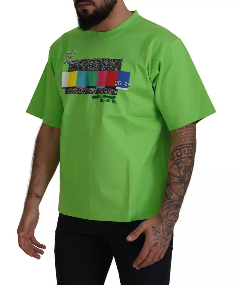 Dolce & Gabbana Green Cotton DG CHANNEL Top T-shirt by Dolce & Gabbana
