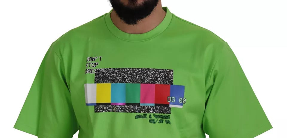 Dolce & Gabbana Green Cotton DG CHANNEL Top T-shirt by Dolce & Gabbana