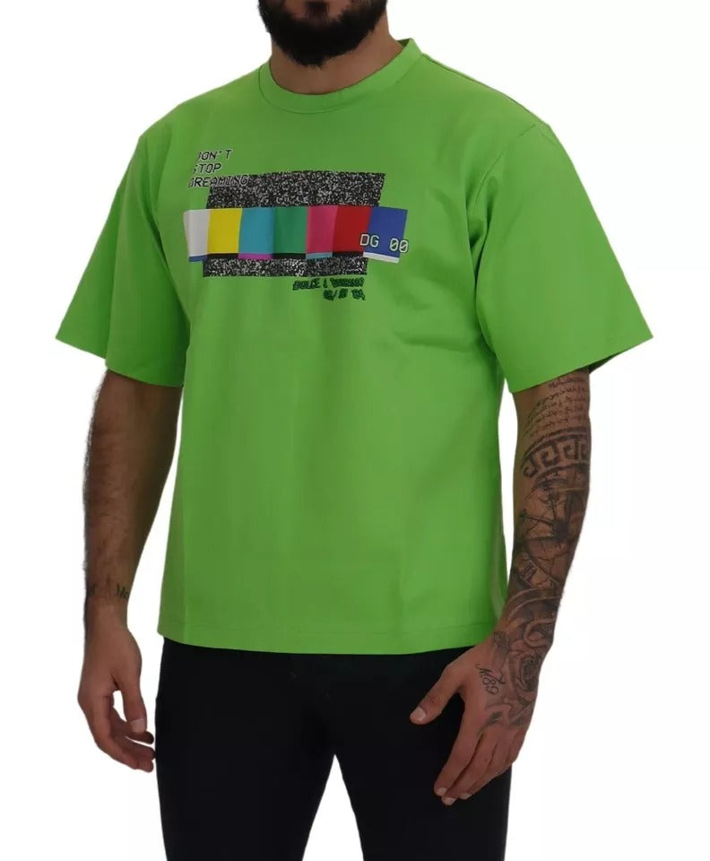 Dolce & Gabbana Green Cotton DG CHANNEL Top T-shirt by Dolce & Gabbana