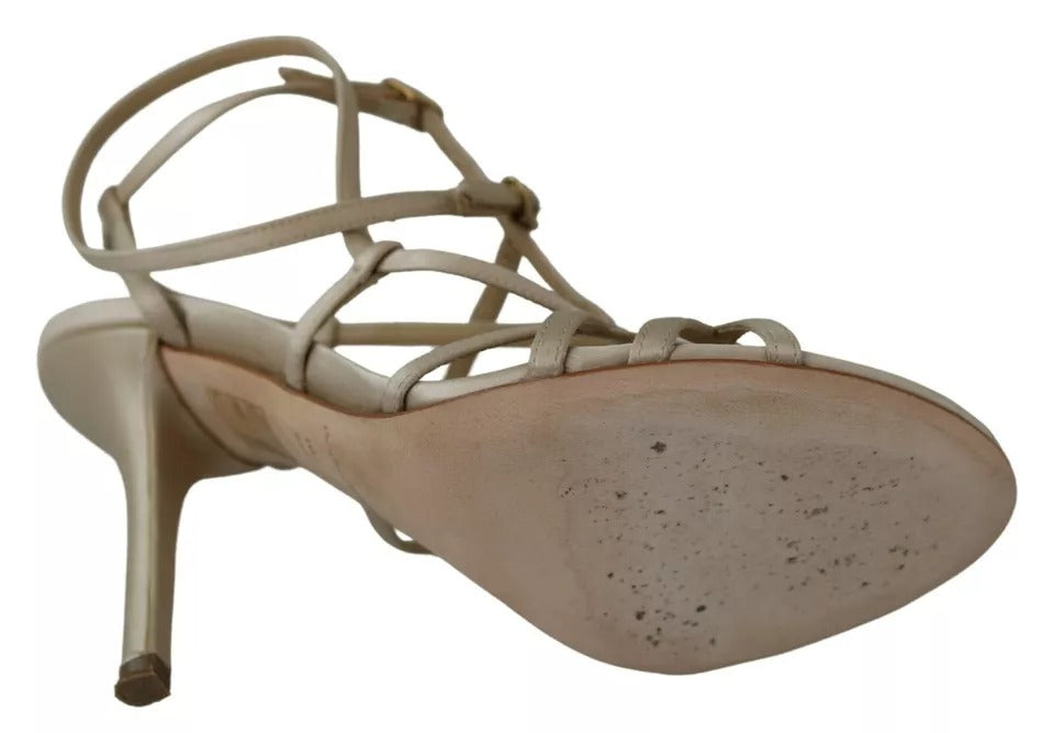 Sandales à talons et bride cheville en soie dorée Dolce & Gabbana